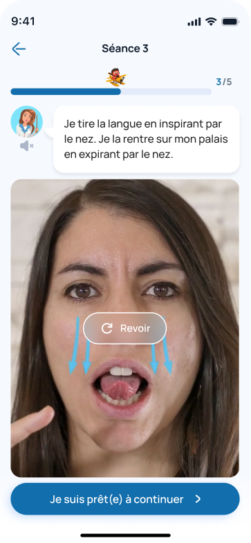 Exercices de rééducation de la ventilation nasale — application The Tongue Teacher